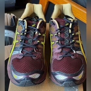 Mens ASICS Men’s Maroon and Yellow Running Shoes